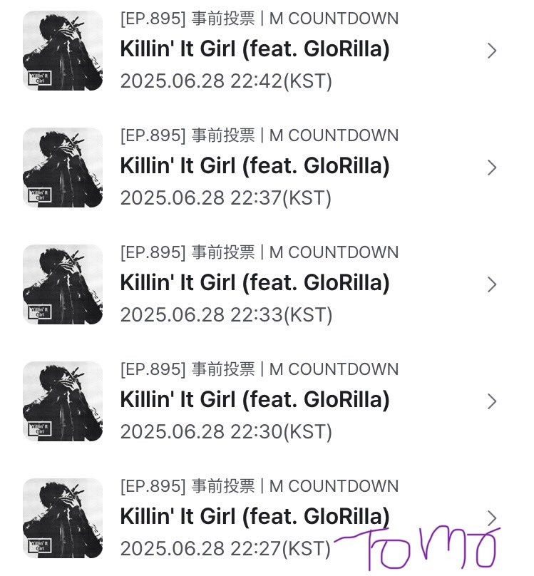 TaeJK91230's tweet photo. M COUNTDOWN 事前投票🗳️
ホソクさん　Killin’ It Girl投票完了✅

ホソクさんに1位が贈れますように🥇

#jhope_KllinItGirl #JHOPE https://t.co/ymonhtOa4Y