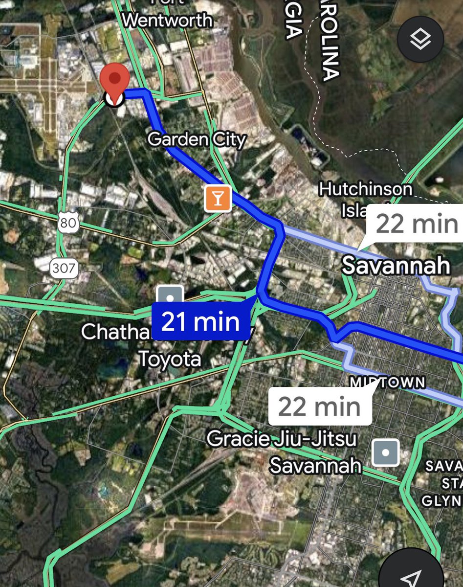 Middle of the night. Google map just decides you might want to pick up a martini on the way across town…