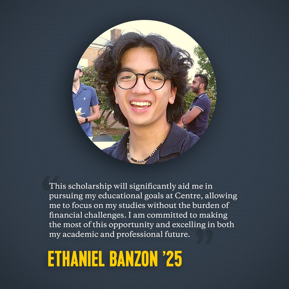 CentreAlumni's tweet image. Your generosity unlocks opportunities, sparks passion and creates promising paths ahead for students like Ethaniel. By supporting Centre, you empower them to pursue their dreams with confidence and determination. Make a meaningful impact today: givecampus.com/sqjqm4