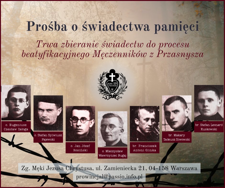 pasjonisci_cp's tweet photo. Siedmiu pasjonistów zamordowanych przez Niemców w 1941 r. może zostać wyniesionych na ołtarze. Prowincja rozpoczyna starania o ich beatyfikację i prosi o świadectwa.

📄 List Ojca Prowincjała: https://t.co/giISNUs5Zu https://t.co/GCqs50UYeG