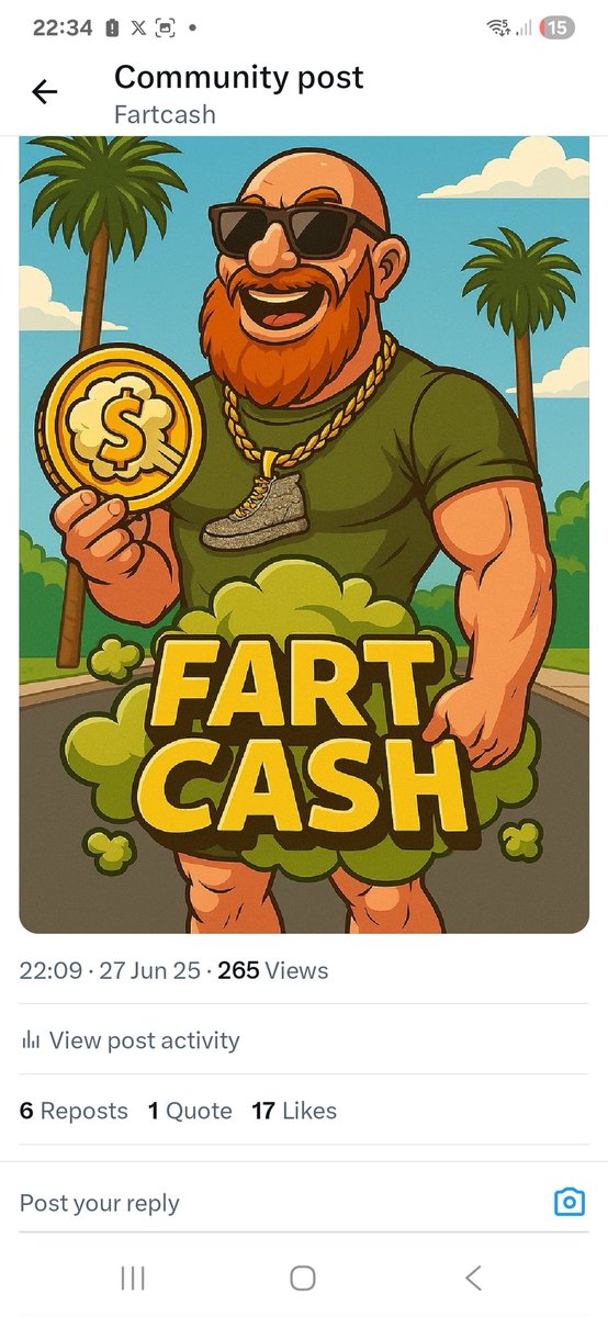 CryptixShoe's tweet photo. Been holding in that #FartCash all night and still holding!! 

A little stinky but can't wait for it to blow. 

#Solana #memecoin #StinkyCoin https://t.co/UXRhHfhE8l