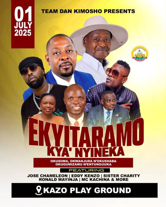 Cityboy UG(🇺🇬) (@cityboyuganda) on Twitter photo Dear all Citizens of Kazo District , 1st July 2025 all roads to Kazo Play Ground. Hon <a href="/DanKimosho/">Dan Kimosho</a> Presents to u " Ekyitaramo Kya Nyineka". Your all invited to come and interact with Hon <a href="/DanKimosho/">Dan Kimosho</a> as he shares with you the work he has done in his first term as the area MP . Dear all Citizens of Kazo District , 1st July 2025 all roads to Kazo Play Ground. Hon <a href="/DanKimosho/">Dan Kimosho</a> Presents to u " Ekyitaramo Kya Nyineka". Your all invited to come and interact with Hon <a href="/DanKimosho/">Dan Kimosho</a> as he shares with you the work he has done in his first term as the area MP .