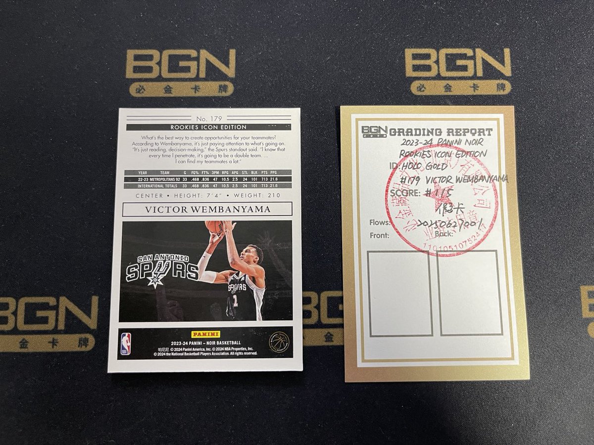 YoungKen156236's tweet image. Fake Wembanyama Noir First Found by BGN Grading. CGC, please do not steal the photo/credit and make a post on your website yourself.