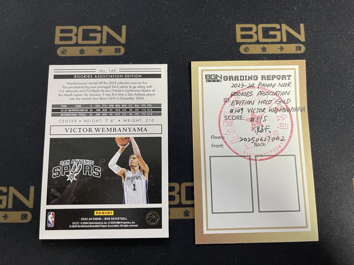 YoungKen156236's tweet image. Fake Wembanyama Noir First Found by BGN Grading. CGC, please do not steal the photo/credit and make a post on your website yourself.