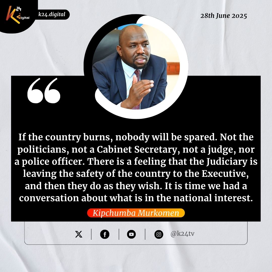 K24Tv's tweet photo. Interior CS Murkomen: If the country burns, nobody will be spared.
#K2updates https://t.co/PLNIa1k82a