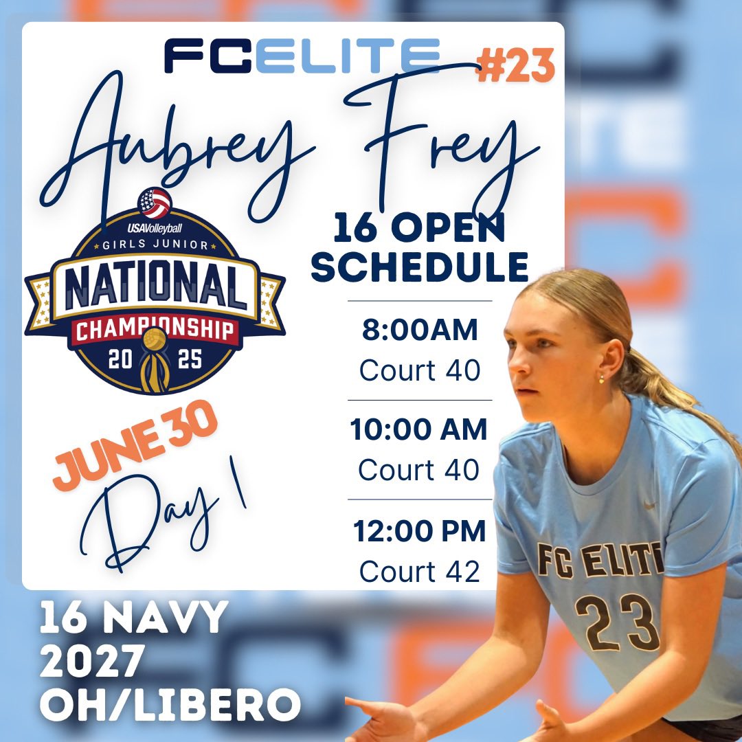 2️⃣ Days until USAV Nationals
📆 Mon. June 30th
⏰ 8:00 AM
📍 Court 40
🗺️ Kay Bailey Hutchinson Convention Center (Dallas)
👀 See you court side!