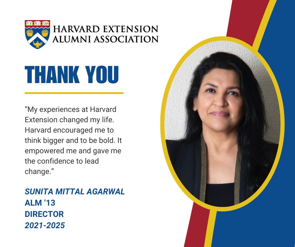 We extend our sincere gratitude to Sunita Mittal Agarwal ALM '13, for your valuable service on the HEAA Board of Directors. Your commitment and contributions have left a meaningful mark on the HEAA community.
