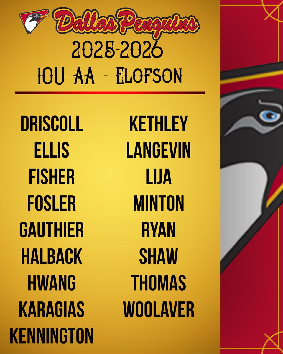 DallasPenguins's tweet photo. Welcome to #PensNation, 10UAA! ❤️🖤💛 https://t.co/muJSYMpmow