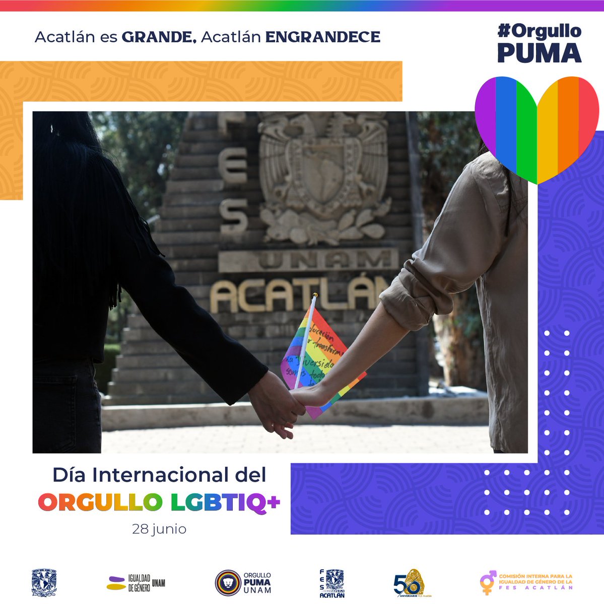 ¡Hoy conmemoramos el Día Internacional del Orgullo LGBTIQ+! ❤️🧡💛💚💙💜 #IgualdadDeGéneroUNAM #CINIG #CINIGAcatlán #OrgulloPUMA