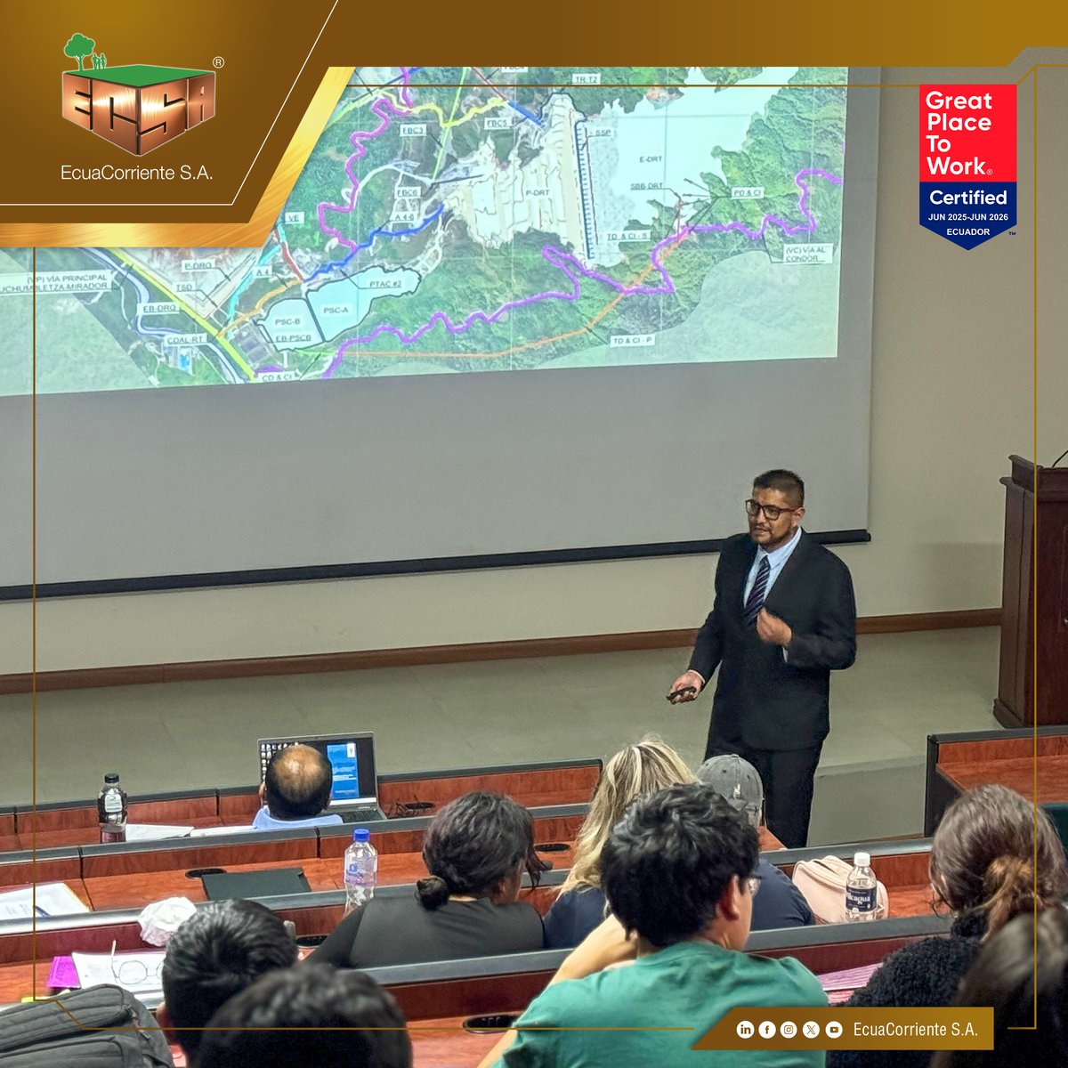 ECSA participó en el Ciclo de Conferencias: “Depósitos de Relaves y Obras Minero–Civiles”, organizado por la Universidad Técnica Particular de Loja.  Las charlas fueron impartidas por especialistas  y estuvieron dirigidas a estudiantes de Geología e Ingeniería Civil.