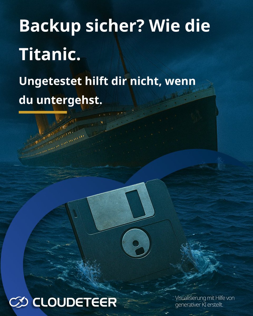 cloudeteer's tweet image. 1/4 🧵
💾 Euer Backup ist sicher? Klar, und das Titanic-Wrack auch.
Ransomware liebt schwache Strategien. Datenverluste sind keine Frage des Ob, sondern des Wann. Wer auf Hoffnung statt Recovery-Plan setzt, braucht mehr als Glück.
#BackupFail