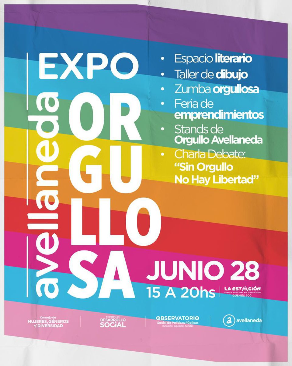 agevaperonof's tweet image. Día internacional del Orgullo LGBTI+ 🏳️‍🌈🏳️‍⚧️

Hoy participamos de la Expo Avellaneda Orgullosa.

Celebramos la lucha de compañerxs, quienes tuvieron que resistir y lograron conquistas de derechos con gobiernos nacionales y populares.