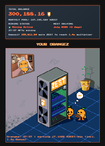 TeatwoJ69's tweet photo. GM @0xOrangez 3days before halving and added another 9orangez today 
Goal before halving to become MVP <3 

#stayzesty 
#Orangez https://t.co/g5pE32yDht