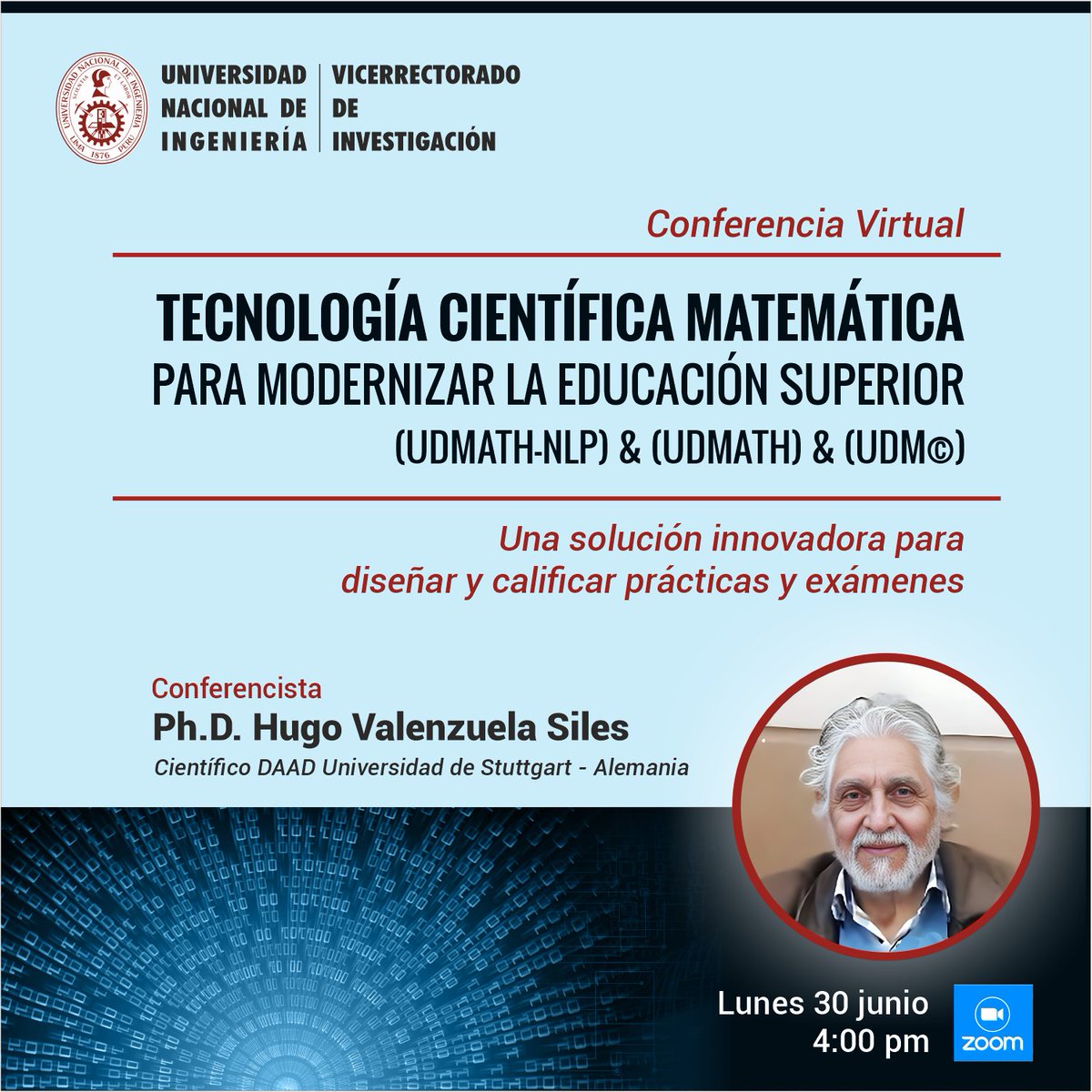 Invitamos los docentes UNI a la 𝗖𝗼𝗻𝗳𝗲𝗿𝗲𝗻𝗰𝗶𝗮 𝗩𝗶𝗿𝘁𝘂𝗮𝗹 para conocer la propuesta de solución innovadora para diseñar y calificar prácticas y exámenes
🗓️𝗟𝘂𝗻𝗲𝘀 𝟯𝟬 𝗷𝘂𝗻𝗶𝗼 - 𝟰:𝟬𝟬 𝗽𝗺
👉𝗭𝗢𝗢𝗠: us02web.zoom.us/j/83885645047?…