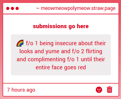 Polyam_Yumes's tweet photo. f/o 1 being insecure about their looks and yume and f/o 2 flirting and complimenting f/o 1 until their entire face goes red https://t.co/cl8dK3jXGy