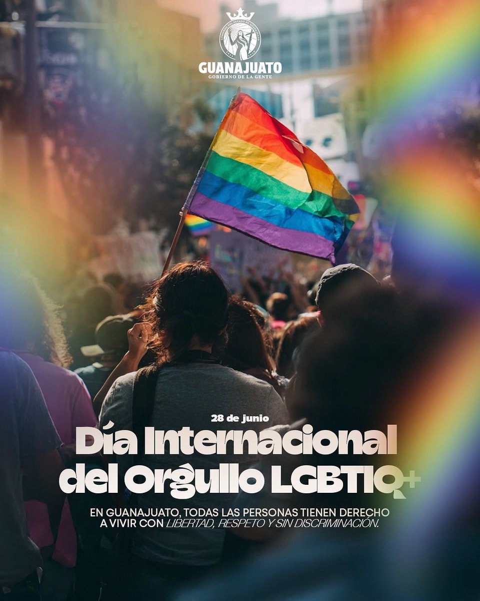 En Guanajuato cada persona vale por quien es, la dignidad es un derecho.

Este 28 de junio, conmemoramos el Día Internacional del Orgullo LGBTIQ+ reafirmando nuestro compromiso con el respeto y la libertad para todas las personas. #GobiernoDeLaGente