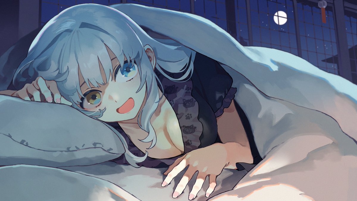 Rakuichi_simu's tweet image. (1/2)あの忘れられないツイキャス深夜作戦会議……七周年おめでとうございます！🐈🌙
#神楽めあ7周年 
＃めあArtつ