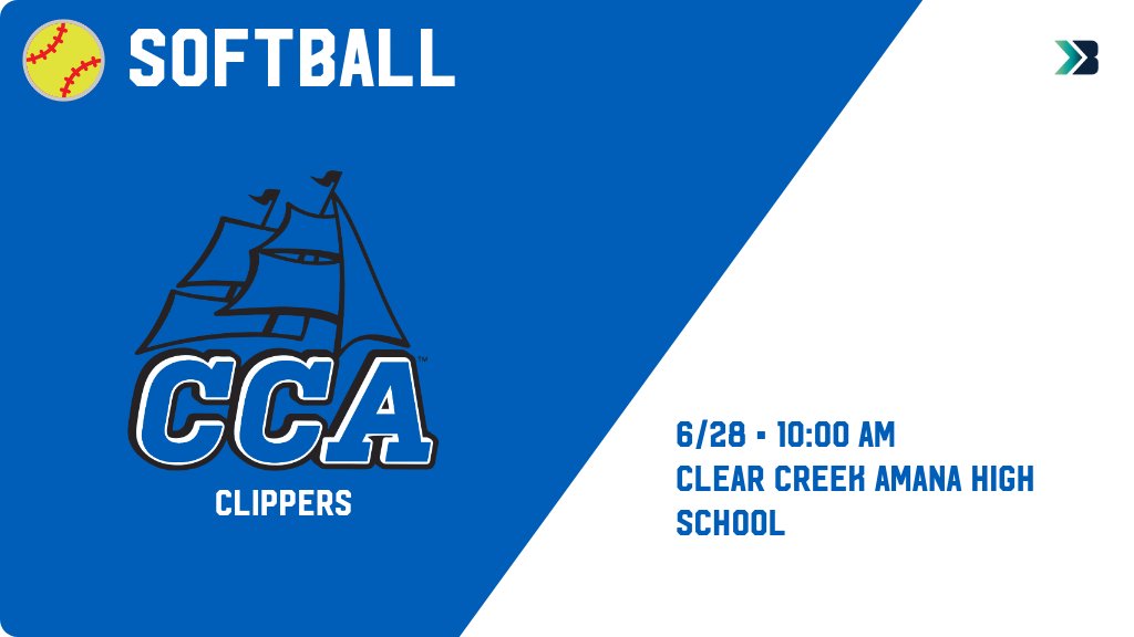 Softball (Varsity) Game Day! - Check out the event preview for the Clear Creek Amana Clippers. It starts at 10:00 AM and is at Clear Creek Amana High School. gobound.com/ia/ighsau/soft…