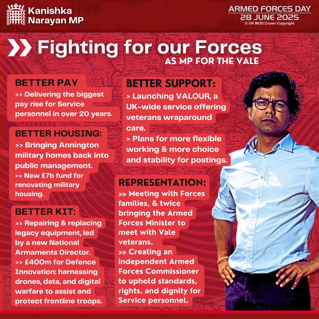 To our heroes past and present, in the Vale and stationed across the world - thank you from the bottom of my heart.

Our Armed Forces deserve more than platitudes: I will always stand up for the support and services they deserve. 🫡🇬🇧  #ArmedForcesDay