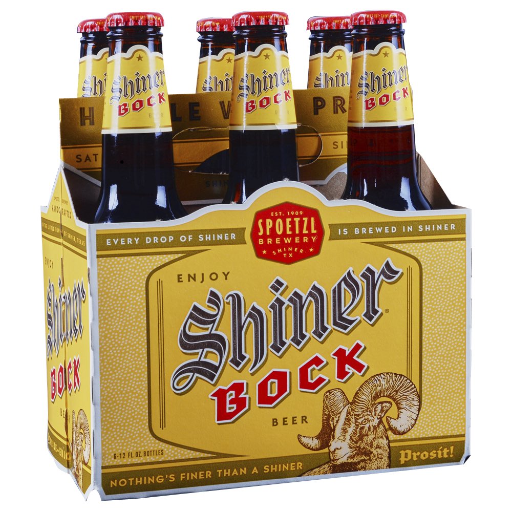 shiner bock, the only beer i genuinely like.

not sure if it counts, never saw it in the other states i lived in, only texas