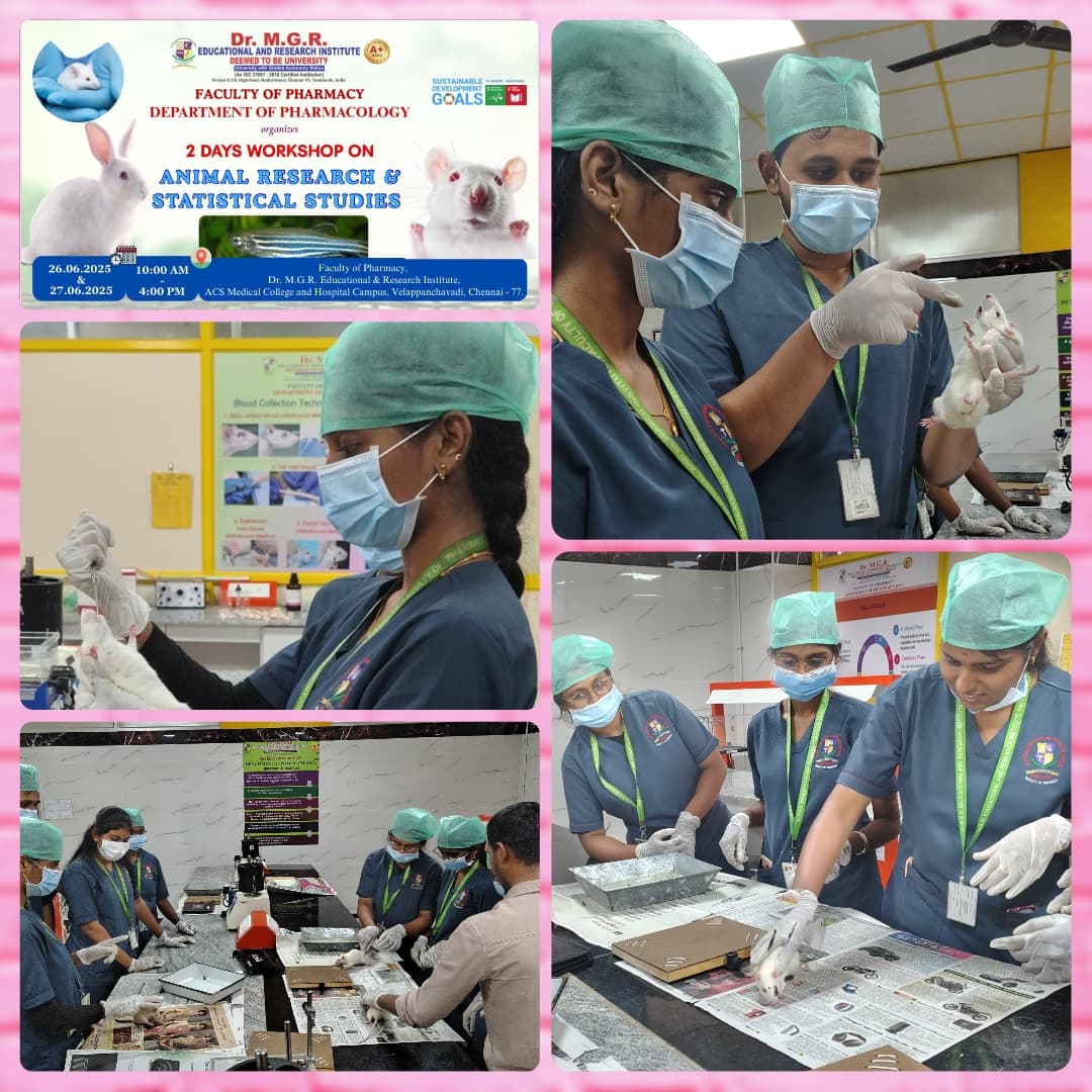 Mgr_Pharma's tweet photo. Department of Pharmacology, FOP, Dr. MGRERI, organized two days workshop on the title ‘’Animal Research and Statistical Studies”for students from M.Pharm - Pharmacology and Pharmaceutics on 26.6.25 - 27.6.25
#animalhandelling #workshop  #pharmacology
Follow us on X_ @Mgr_Pharma https://t.co/TJ9IP8mk0l