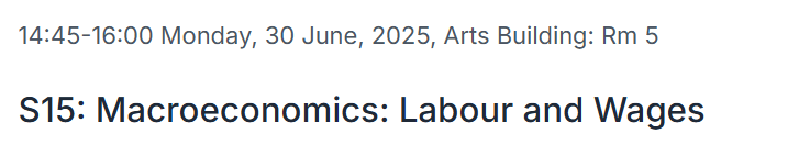 Alessandro Di Nola (@aledinola) on Twitter photo Look forward to attending the <a href="/RoyalEconSoc/">Royal Economic Society</a> 2025 conference, this year in Birmingham!
Please come to session S15 Macroeconomics: Labour and Wages. Haomin will be presenting our paper on the child penalty and equilibrium household search, joint with Leo Kaas and <a href="/chiaralac/">Chiara Lacava</a> 👇 Look forward to attending the <a href="/RoyalEconSoc/">Royal Economic Society</a> 2025 conference, this year in Birmingham!
Please come to session S15 Macroeconomics: Labour and Wages. Haomin will be presenting our paper on the child penalty and equilibrium household search, joint with Leo Kaas and <a href="/chiaralac/">Chiara Lacava</a> 👇