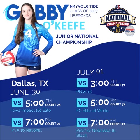 Heading to Dallas with the best teammates in the world <a href="/NKYVC/">NKYVC</a> .  Catch us with the top teams in the country for one final tournament! 
#Libero #2027Libero #volleyballrecruit #2025USAVJrNats
<a href="/PrepDigOH/">Prep Dig Ohio</a> 
<a href="/PrepDigOhio/">PrepDig Ohio</a> 
<a href="/GMCgrah/">gmcgrah</a>
<a href="/PrepVolleyball/">PrepVolleyball.com</a>
<a href="/VBMagazine/">VolleyballMag.com</a>
<a href="/VBAdrenaline/">VB Adrenaline</a>
<a href="/vbrecruiting/">Volleyball Recruiting</a>