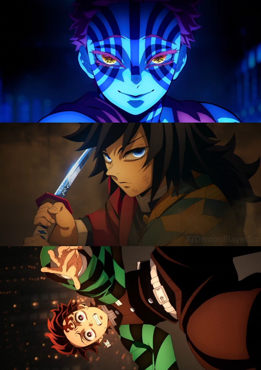 AKAZA VS GIYUU AND TANJIRO