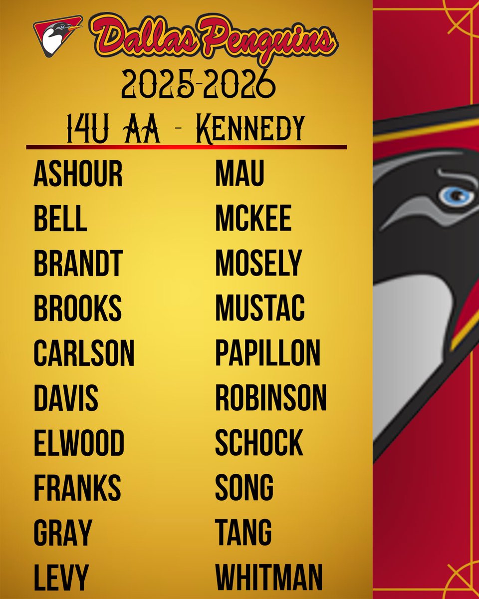 DallasPenguins's tweet photo. Welcome to #PensNation, 14UAA! ❤️🖤💛 https://t.co/0hPjGCb5M0