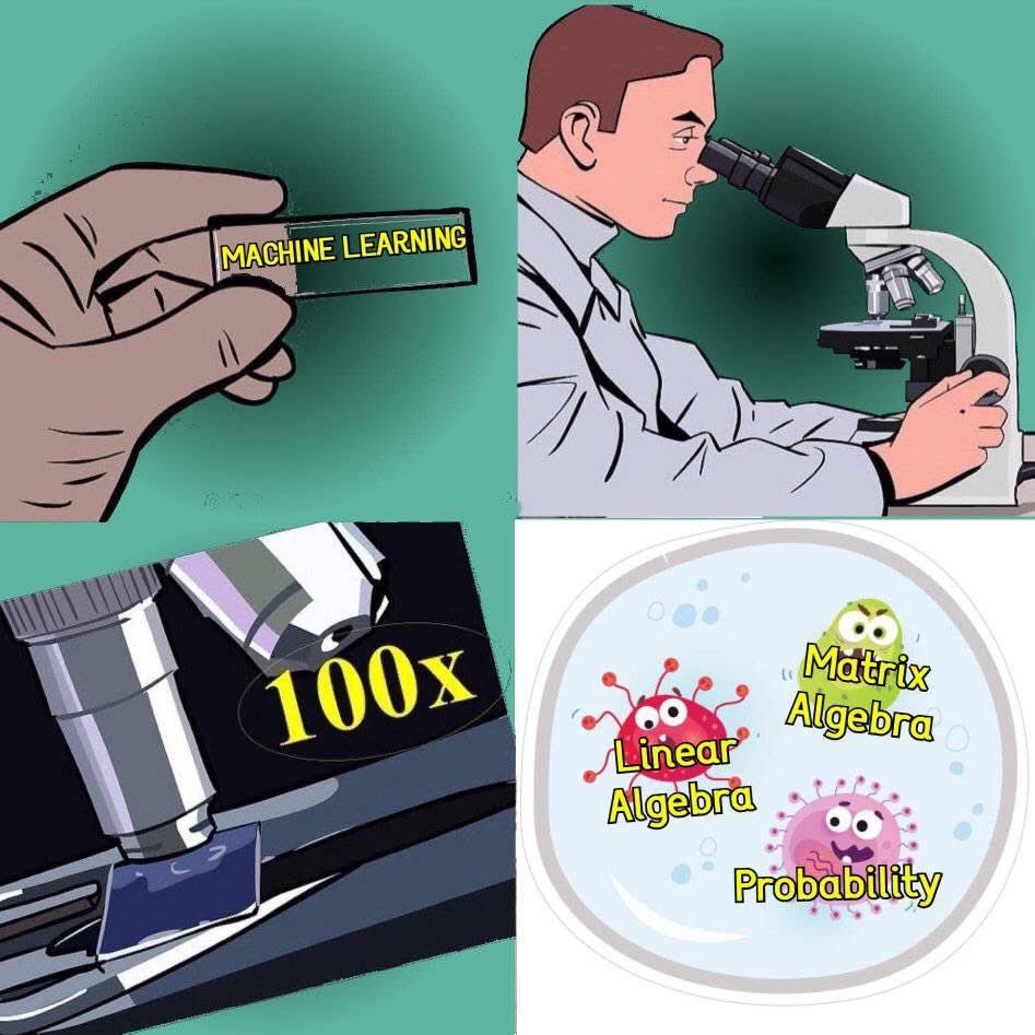 Machine Learning é só um frontend muito bonito. 

O backend é uma álgebra linear e estatística de alto nível.