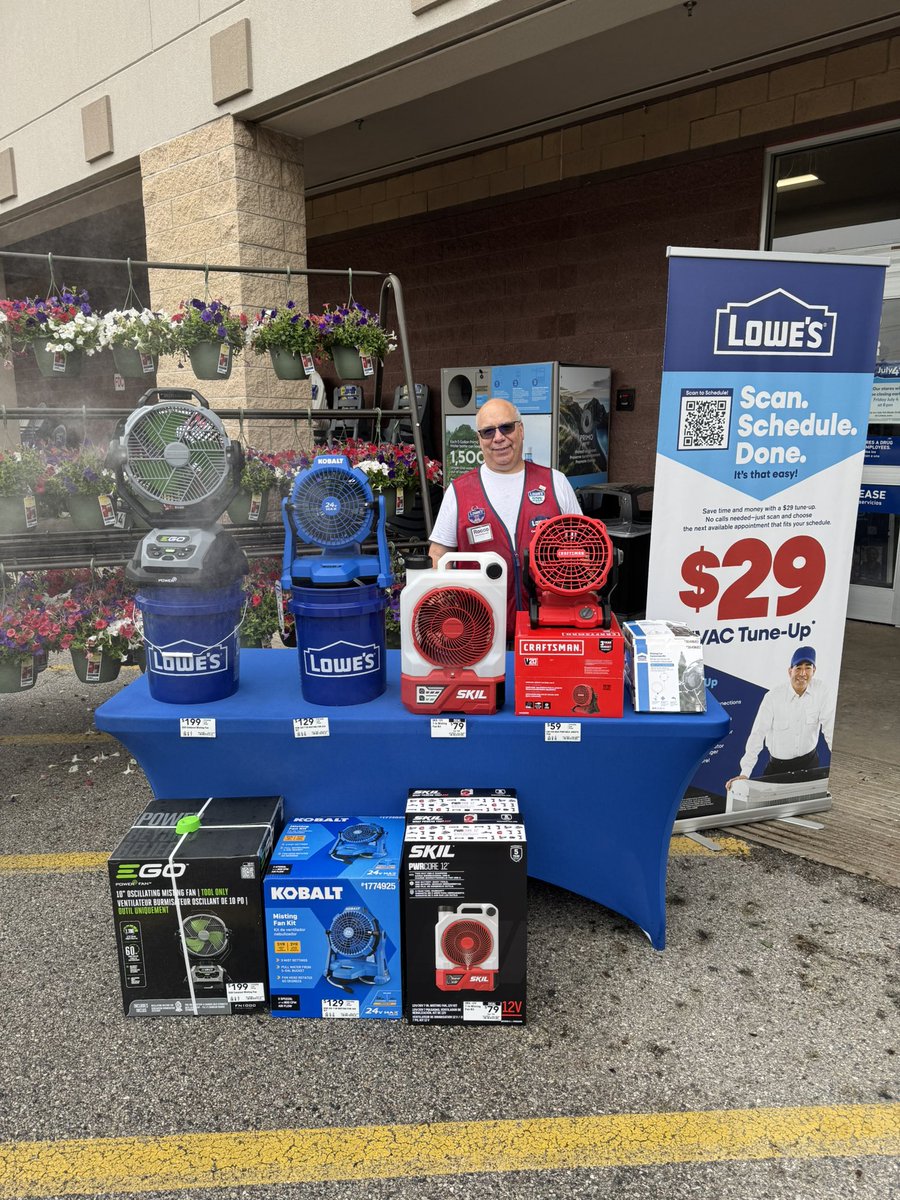 Come see Rocco and team at Towson Lowe’s to beat the heat with great deals on misting fans and AC tune-ups! #R1DEMOS <a href="/DCT0813MD/">Dante Thomas</a> <a href="/DamonBennettR7/">DBennett</a>