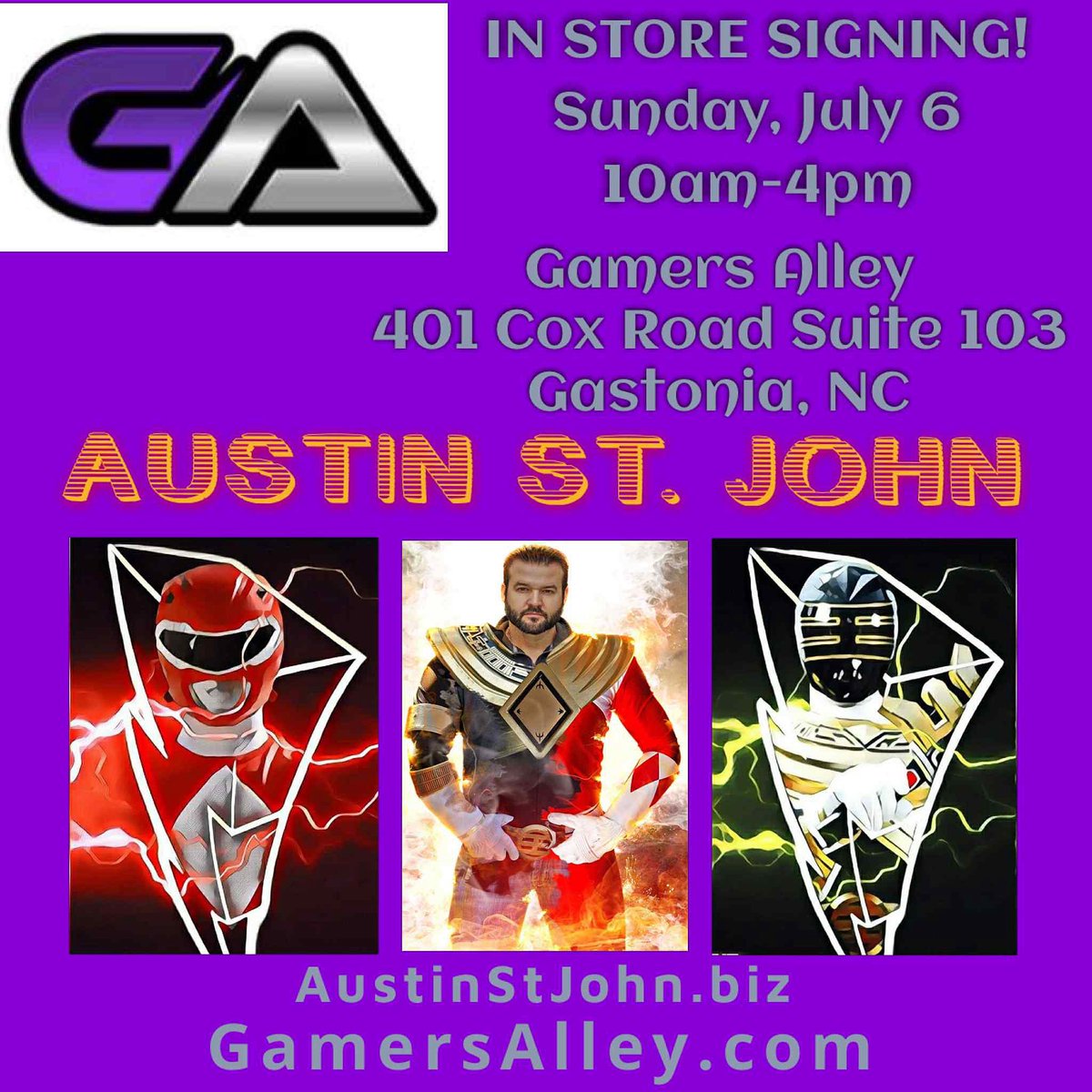 Meet me in North Carolina! Join me in Gastonia, NC on Sunday, July 6th @gamersalleyonline from 10am until the last fan standing! I’ll be signing autographs, taking pictures and listening to YOUR stories! See you there! #powerrangers #mmpr #zeo