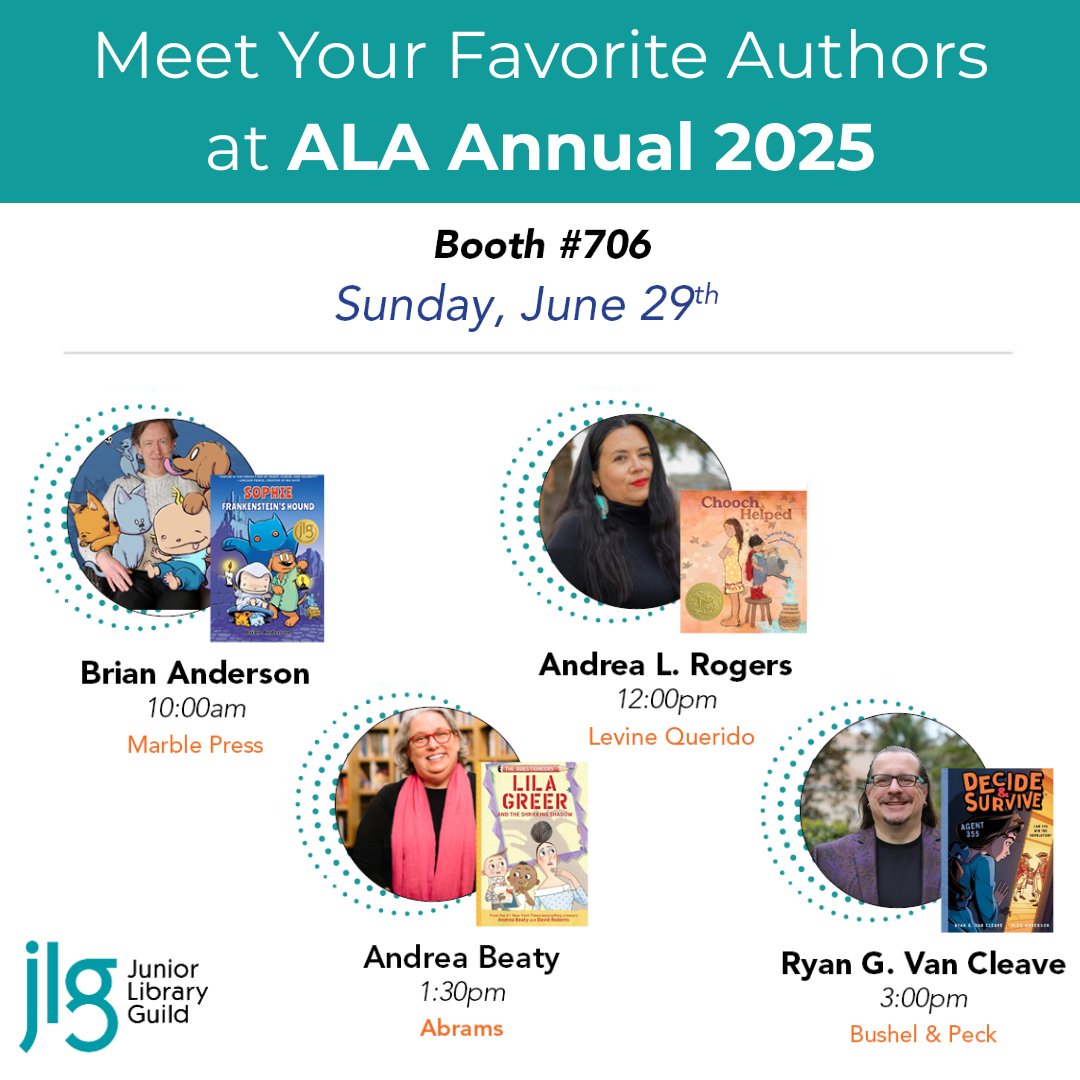 Junior Library Guild (@jrlibraryguild) on Twitter photo Check out tomorrow's lineup of author and illustrator book signings! ✏️📚 #ALAAC25 #thebestbooks #kidlit #booksigning #author #illustrator #librarian <a href="/ALALibrary/">American Library Association</a> Check out tomorrow's lineup of author and illustrator book signings! ✏️📚 #ALAAC25 #thebestbooks #kidlit #booksigning #author #illustrator #librarian <a href="/ALALibrary/">American Library Association</a>
