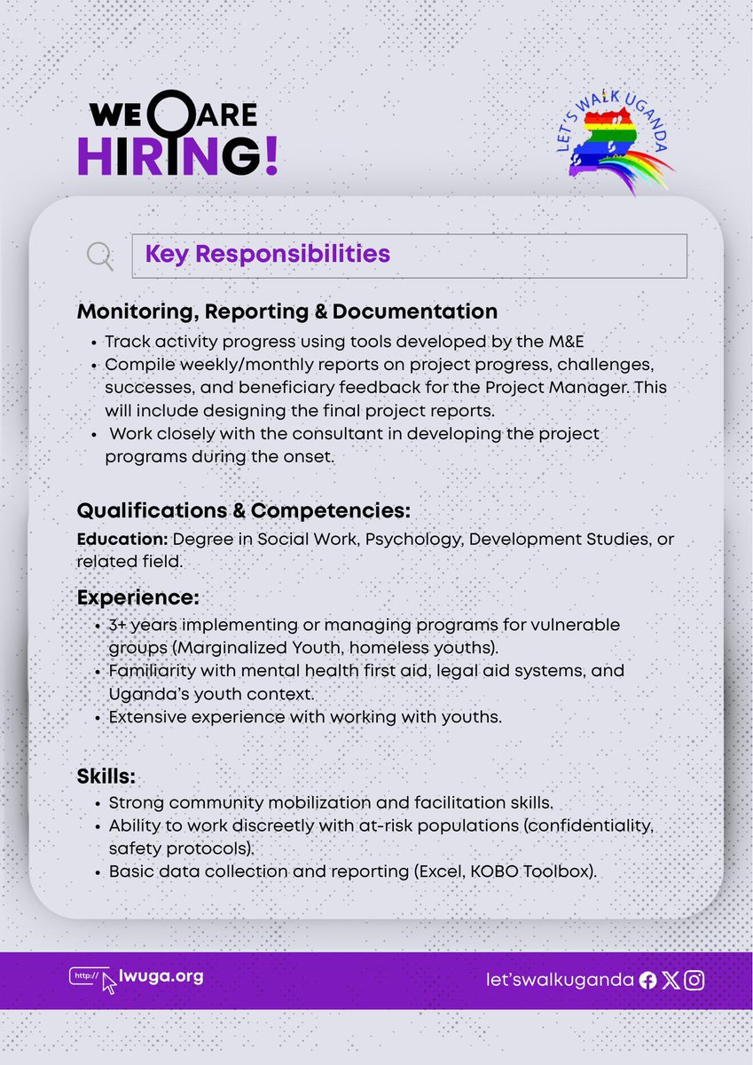 We are adding on our team, and we are looking for you! 😃 Follow link for more information about available positions and application. lwuga.org/jobs