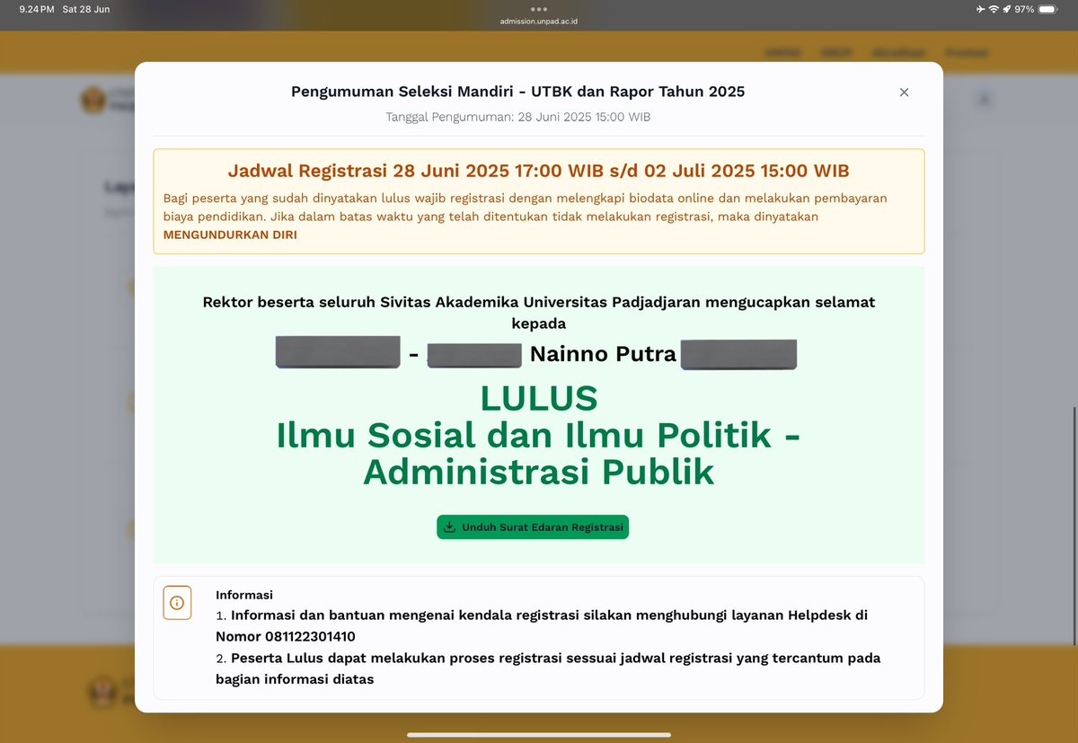 ijbolitisme's tweet image. ditolak ilmu aktuaria unpad tahun 2024, DITERIMA ADMINISTRASI PUBLIK UNPAD TAHUN 2025 😛 #redirection