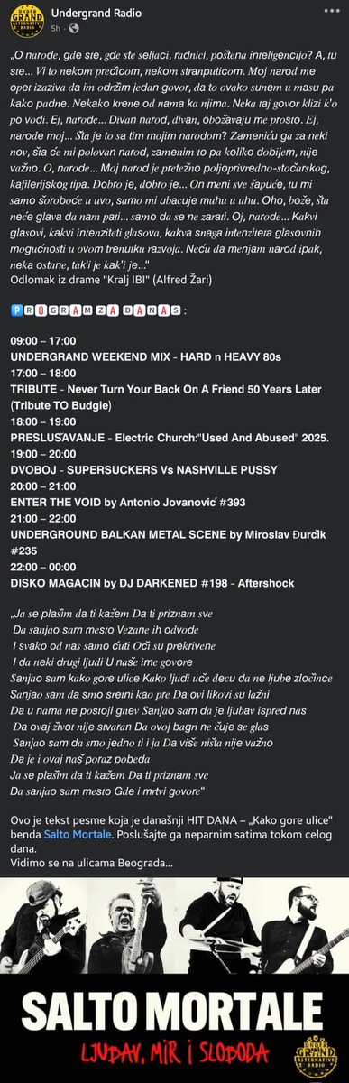 Kada naši drugari iz <a href="/postmanvosha/">UnderGRAND Postman</a> radija najave. ✊
Do pobede!