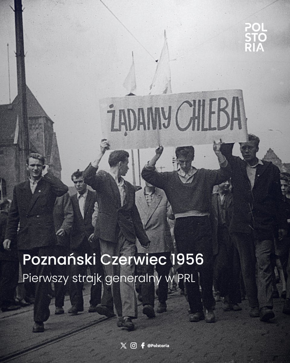 🇵🇱 28 czerwca 1956 roku wybuchł pierwszy strajk generalny w PRL. 

📢 Protestujący domagali się sprawiedliwości. Ich sprzeciw budził niesłusznie pobierany podatek, który pozbawiał części wynagrodzenia najlepiej pracujących. 

🕯️ Pamiętajmy o Ofiarach.