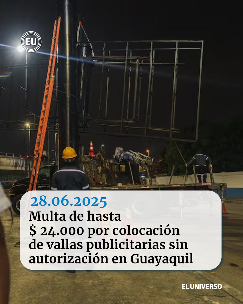 eluniversocom's tweet image. #Multa de hasta $ 24.000 por colocación de vallas publicitarias sin autorización en Guayaquil ow.ly/ilQ050WhUj5