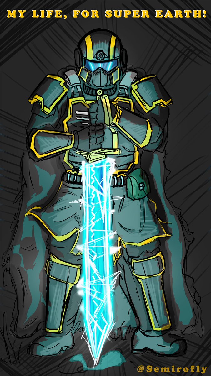 Semirofly's tweet image. Helldivers 2 - 
&quot;Saber, Legend of the the first Galactic War&quot;🗡️
#Helldivers2 #helldivers2art @helldivers2