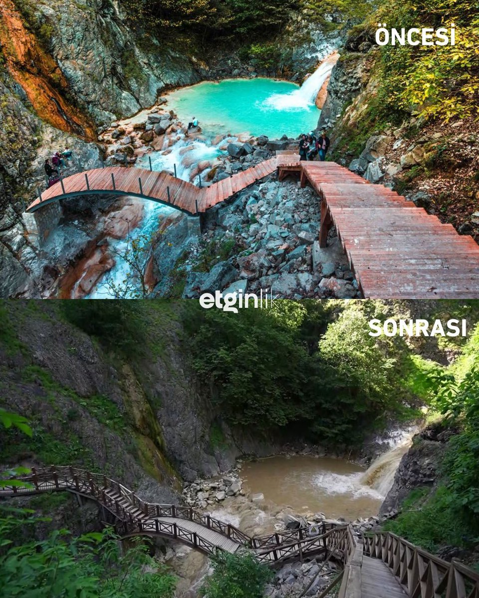 Giresun'daki Mavi Göl, plansız ıslah çalışması yüzünden kahverengiye döndü.
