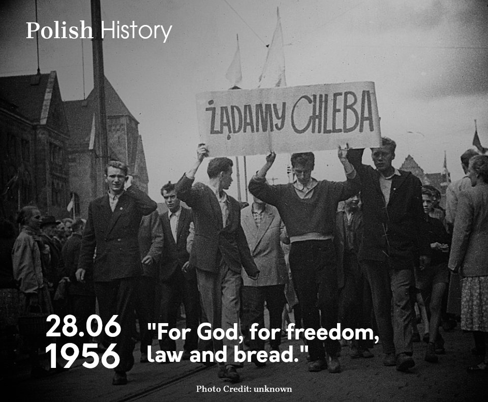 🇵🇱 On June 28, 1956, took place the first of several massive protests against the communist government of the Polish People's Republic. 

🕯️ Demonstrations by workers demanding better working conditions were met with violent repression.

We remember.