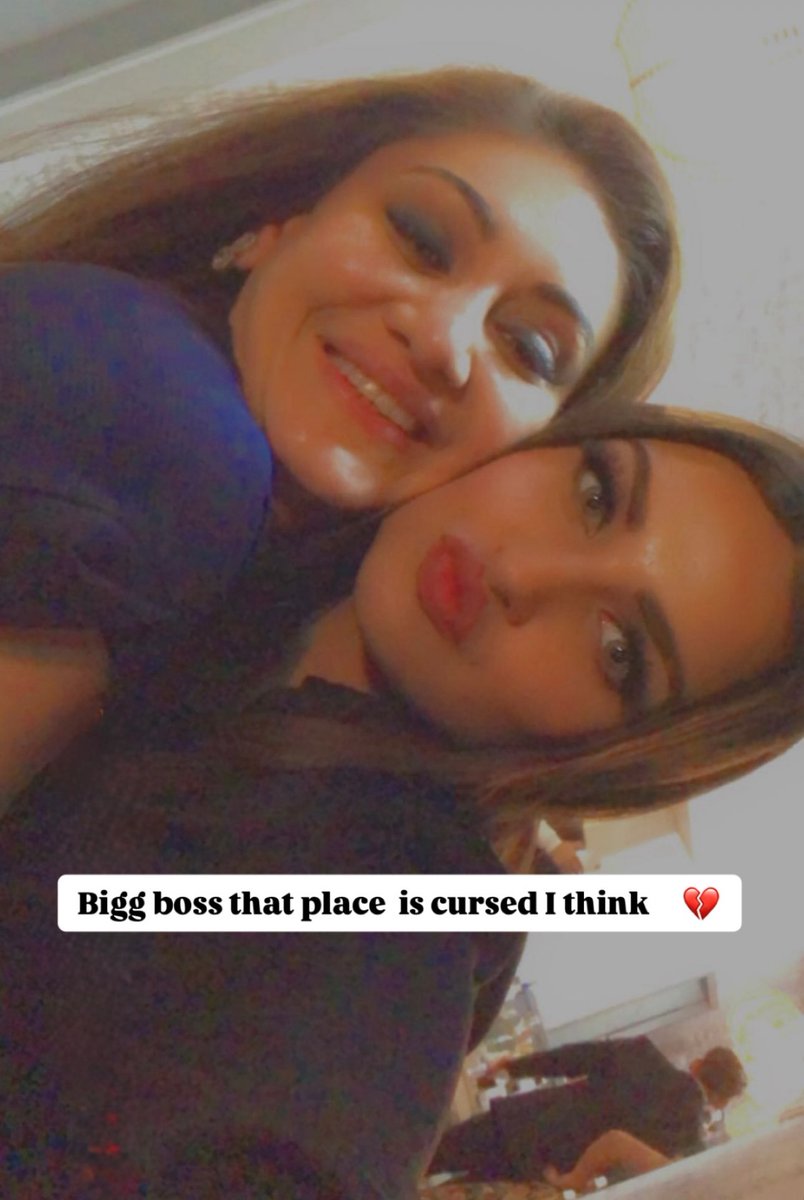 “#BiggBoss - that place is cursed i think 💔” says #HinanshiKhurana sharing her pic with #ShefaliJariwala