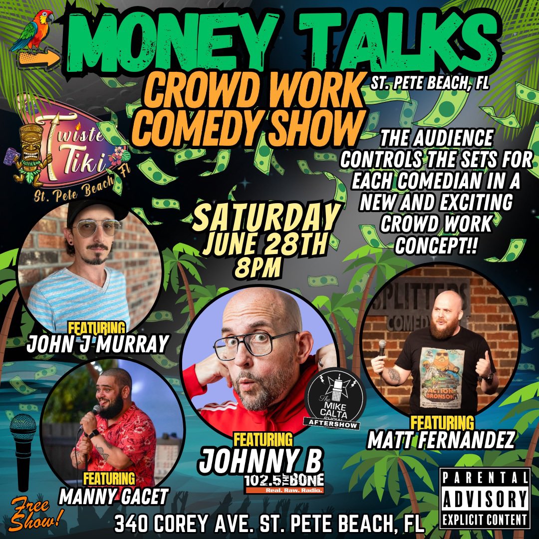 TONIGHT ST PETE BEACH!!! YOU CONTROL THE SHOW!!
Twisted Tiki on Corey Ave!!
