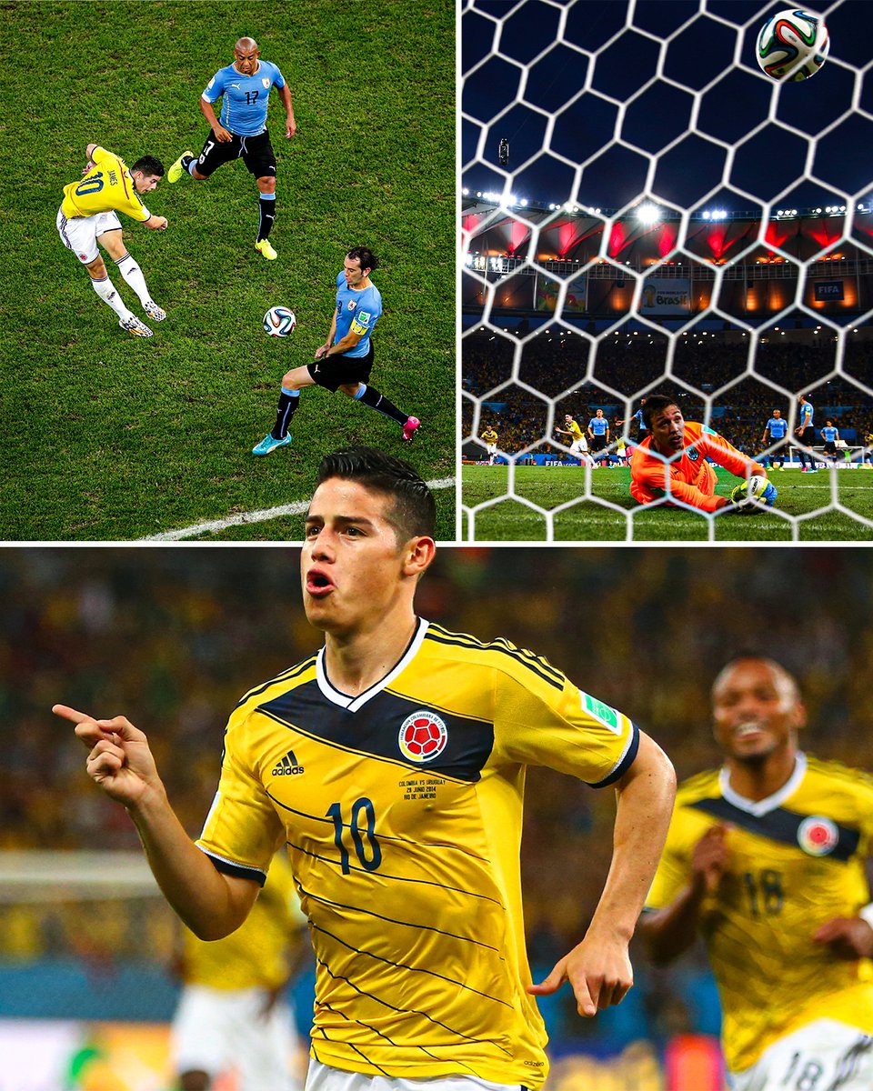 ESPNFC's tweet image. 11 years ago today, James Rodriguez scored this iconic volley against Uruguay at the World Cup 🤩 🇨🇴 

What a strike 🎯