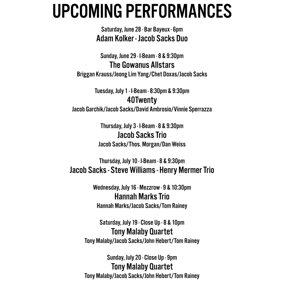 Really excited, grateful, and deeply honored to be performing with these amazing artists and ensembles over the next three weeks - hope you can join us at one or more of the performances