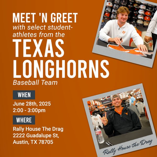 Come meet <a href="/TexasBaseball/">Texas Baseball</a> today at <a href="/Rallyhouse2014/">Rally House</a>