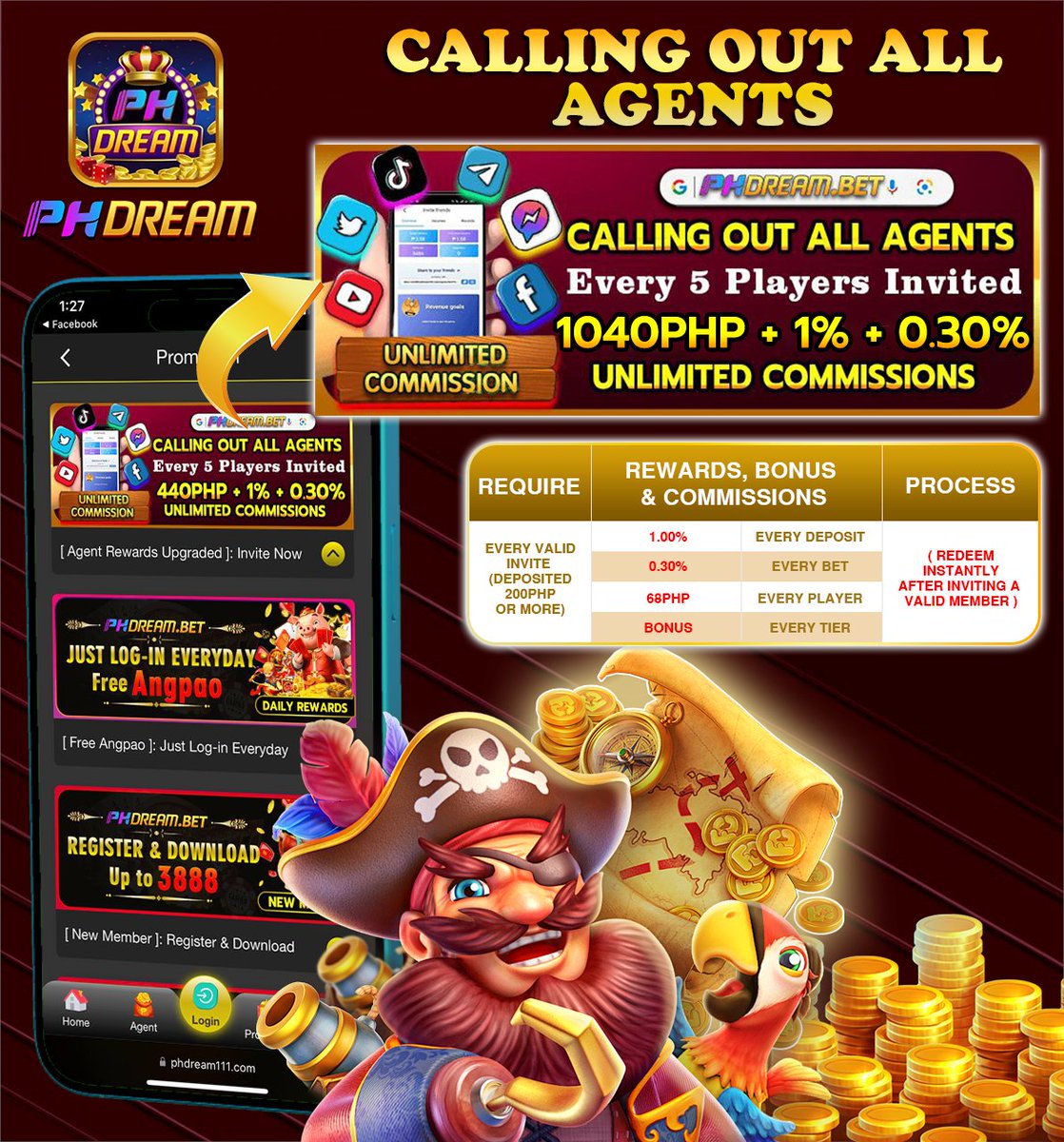 PHDream_Page's tweet photo. 🎉PHDREAM AGENT🎉

➡️ Every 5 invited Earn 1040 Php
 
➡️ NO NEED DEPOSIT 🌈

Registration Link : https://t.co/ZkXwo2G9YU

#phdream #phdreamonlinecasino #phdreamcasinogames #bonus #jackpot #bet #superace #bingo #megaball #colorgame #blackjack #lottery #tongits #pusoy #livegames https://t.co/nOdBCOTgWk