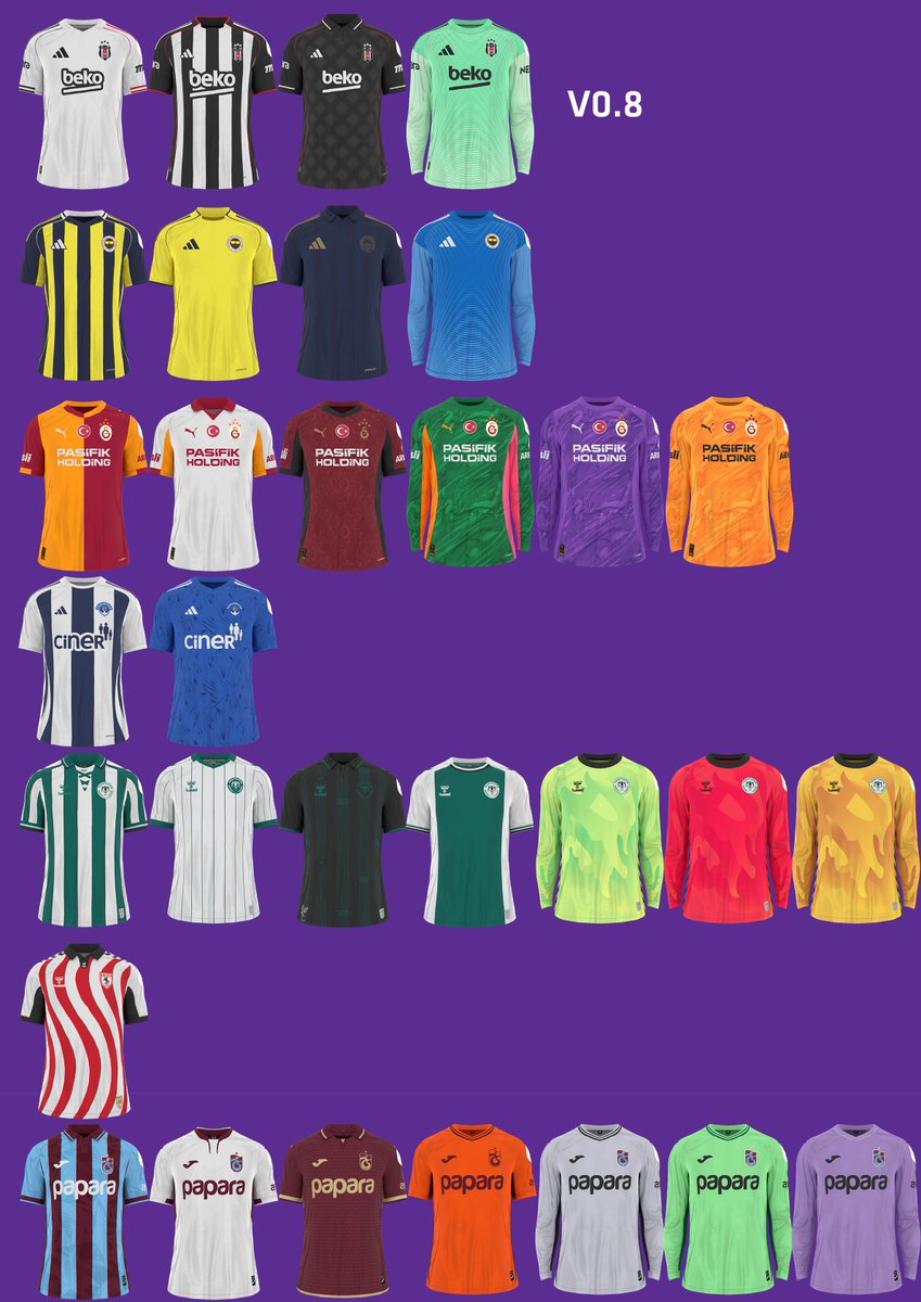 kitmaker_Fatih's tweet photo. FC25 2025-26 Süper Lig Forma Paketi V0.8 [MP-25 Uyumlu] 
V0.8:  
Galatasaray yıldızları güncellendi.  
Galatasaray kol sponsorları, şortları güncellendi.  
Galatasaray alternatif kaleci formaları eklendi.  Konyaspor 4. forması güncellendi.
https://t.co/AyM4n1mrkj https://t.co/tcAil7C4j2
