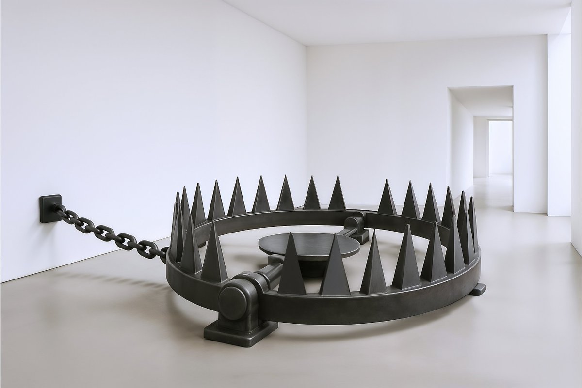 KLAUS_GUINGAND's tweet photo. "All trapped" #artwork 2025
Metal sculpture. 7 meters in diameter.
© #klausguingand - Le banni

#alltrapped #contemporaryart #ArtNews #artgallery #newart #gagosian #artist #artpatrons #IdeasMatter #touspiégés #news #traps #sculptures #actualité #actu #foryou #viralpost https://t.co/uPsFOTzHwX