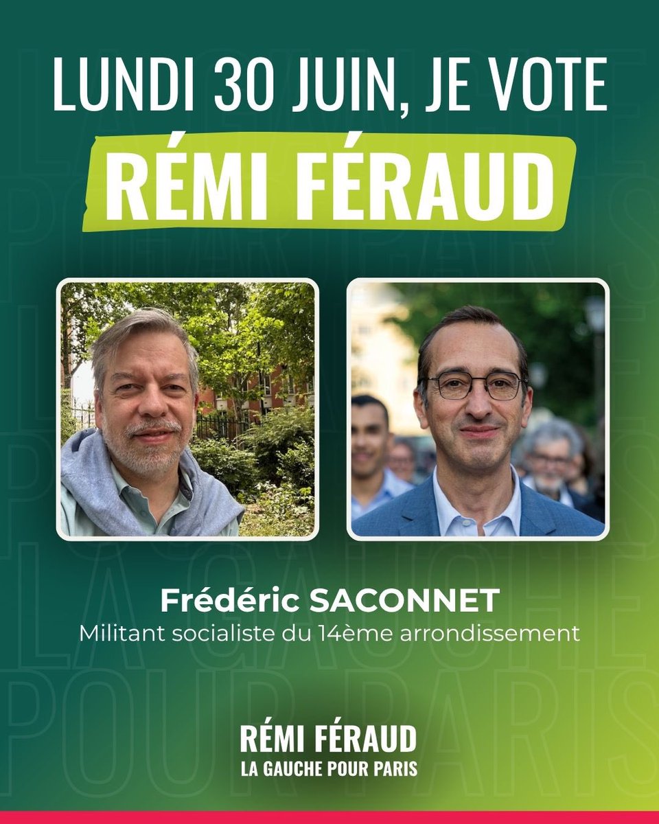 FSaconnet's tweet photo. #remiferaud
#psparis
Lundi, un seul vote pour Paris à gauche : Rémi Féraud https://t.co/VVstVlv5Ad